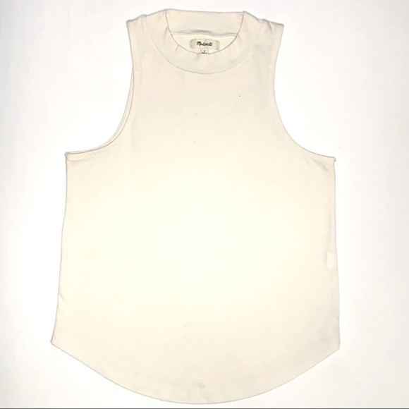 Vintage Madewell Ivory Relaxed Fit Mock Turtleneck Sleeveless Tank Top - Picture 7 of 8